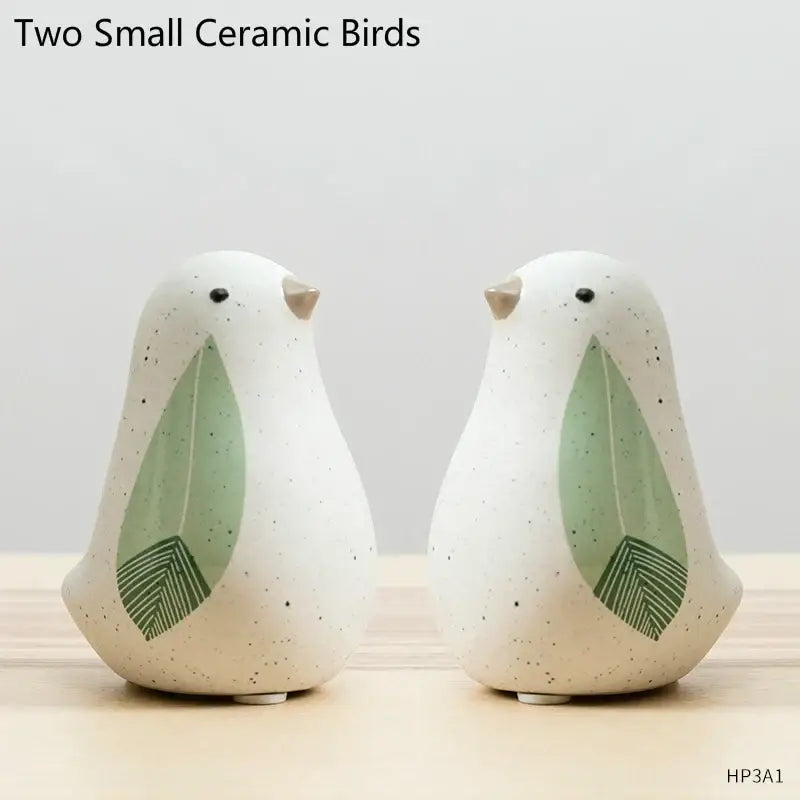 Modern white speckled ceramic bird figurines living room decor