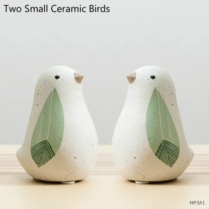 Modern white speckled ceramic bird figurines living room decor
