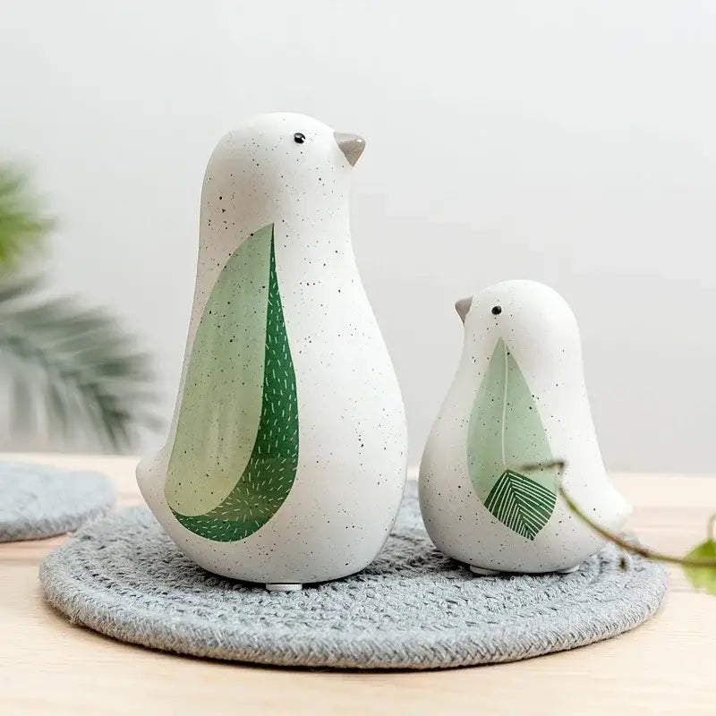 Modern white speckled ceramic bird figurines living room decor