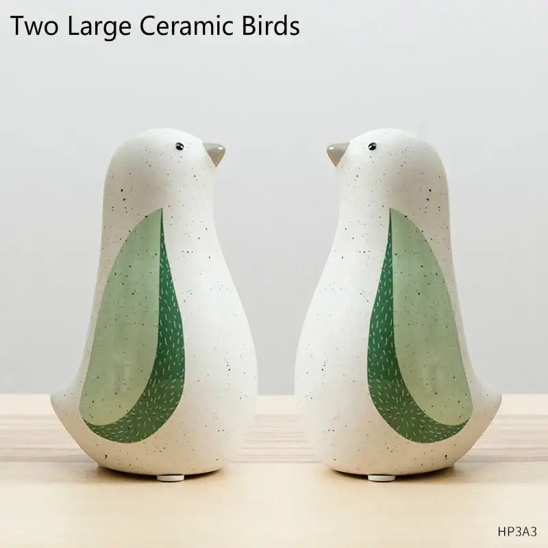 Modern white speckled ceramic bird figurines living room decor