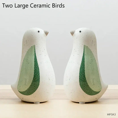 Modern white speckled ceramic bird figurines living room decor