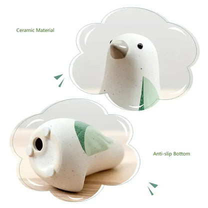 Modern white speckled ceramic bird figurines living room decor