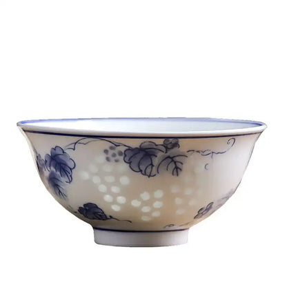 Floral blue and white porcelain vegetable plates dining room set of 6