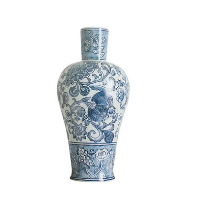 Yellow & blue chinese blue white porcelain jar flower vase living room