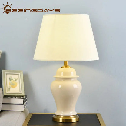 Cream and gold ceramic table lamps for bedroom and living room