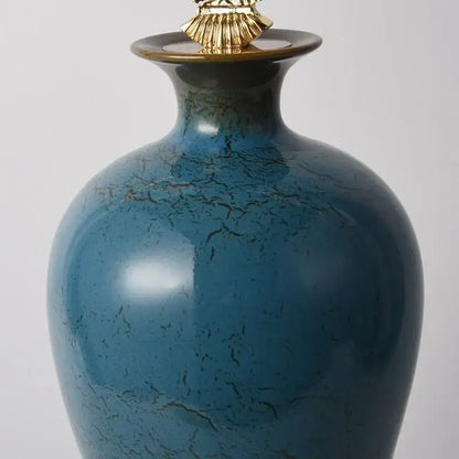 Ornate teal & gold chinese ceramic vase living room decor set