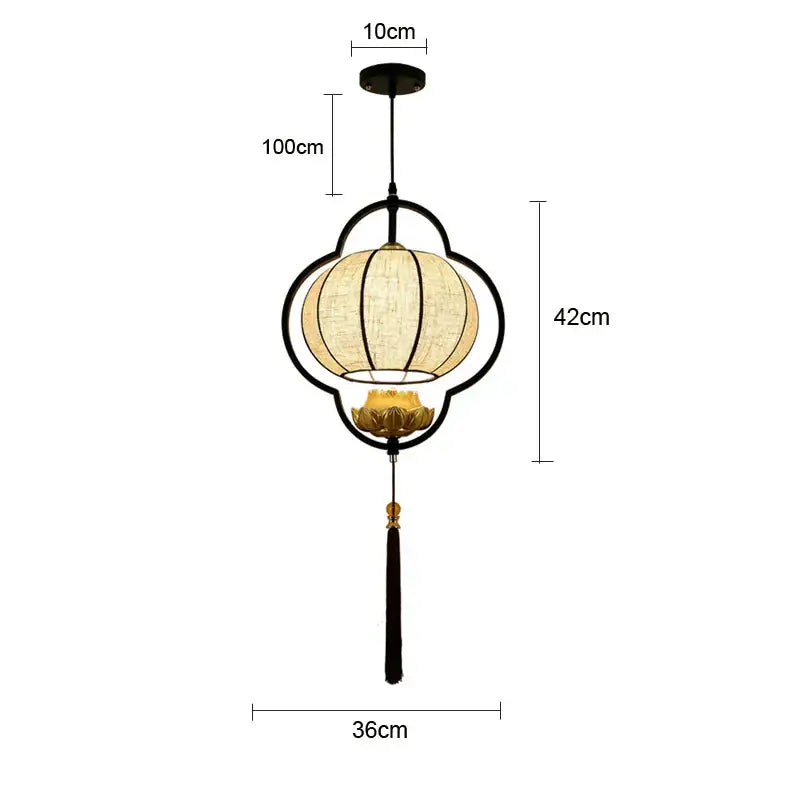Elegant tea house black & beige cloth pendant light dining room