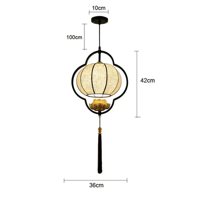 Elegant tea house black & beige cloth pendant light dining room