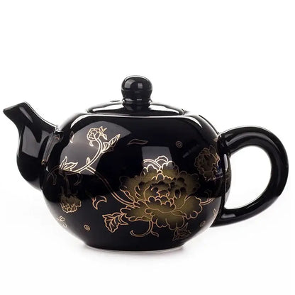 Black and gold dragon ceramic red tea pot set dining room teaware