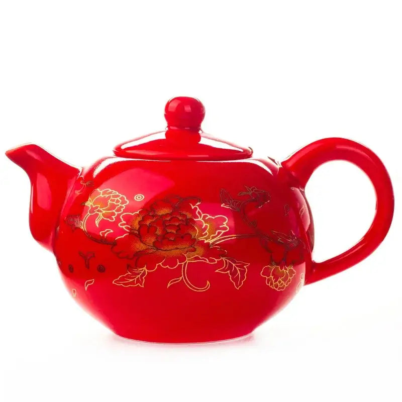 Black and gold dragon ceramic red tea pot set dining room teaware