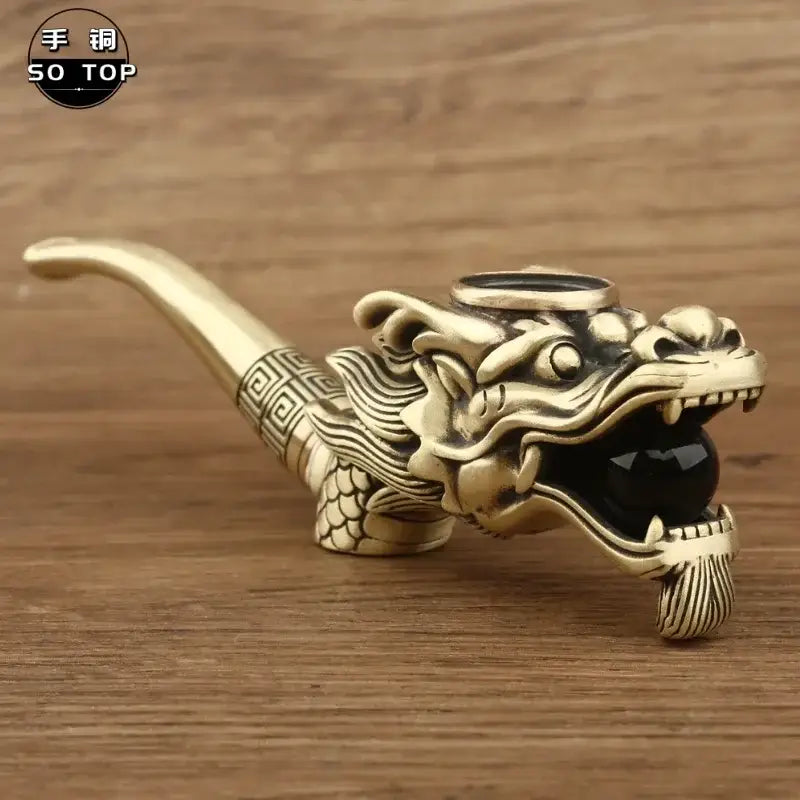 Chinese dragon brass copper filter pipe living room smoking gift