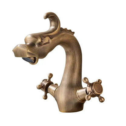 Chinese dragon gold crystal handle basin faucet bathroom sink decor