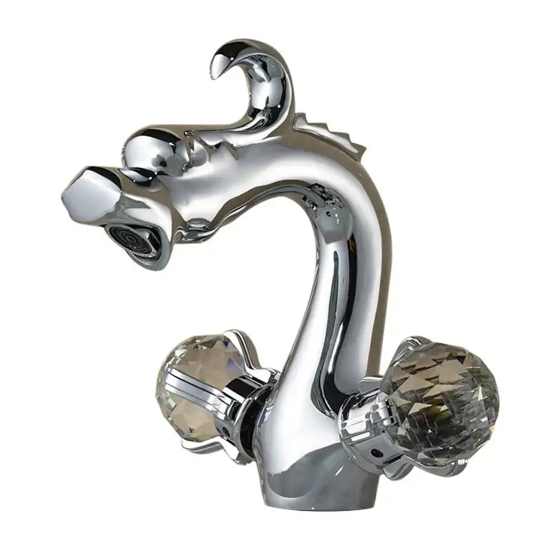 Chinese dragon gold crystal handle basin faucet bathroom sink decor