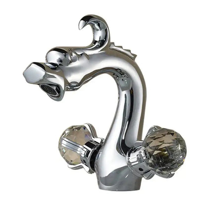 Chinese dragon gold crystal handle basin faucet bathroom sink decor