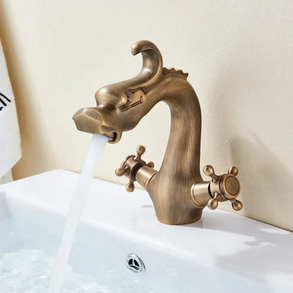 Chinese dragon gold crystal handle basin faucet bathroom sink decor