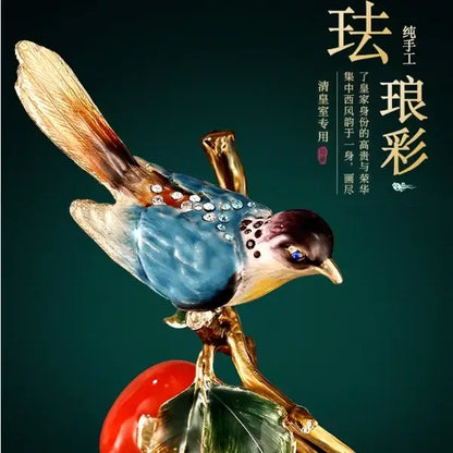 Enamel persimmon ruyi bird sculptures for living room decor