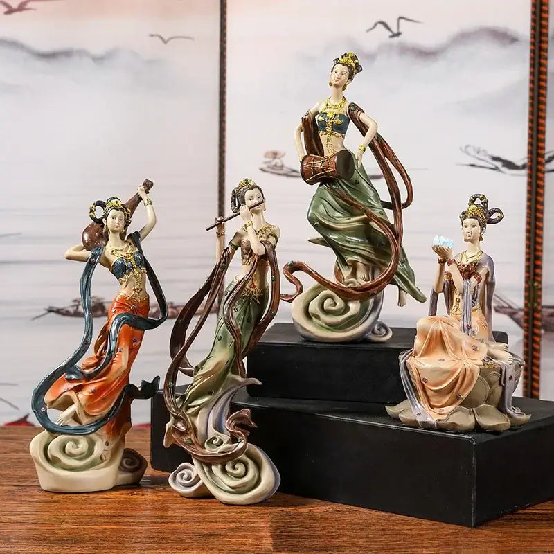 Chinese goddess fairy ceramic figurine set living room home decor