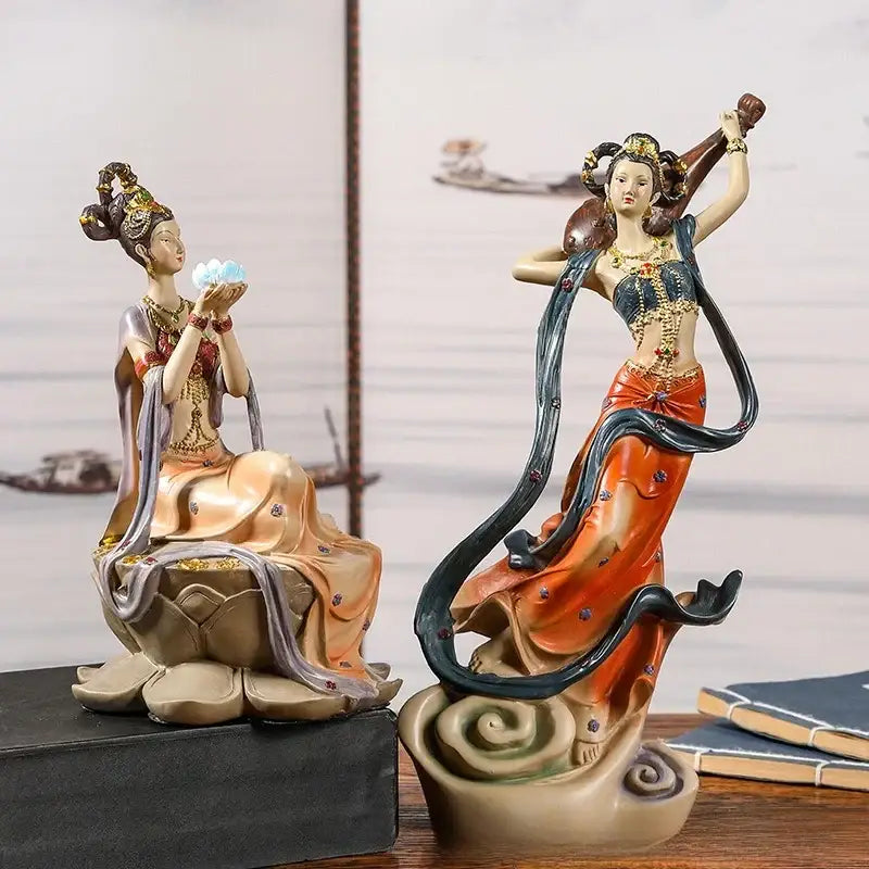 Chinese goddess fairy ceramic figurine set living room home decor
