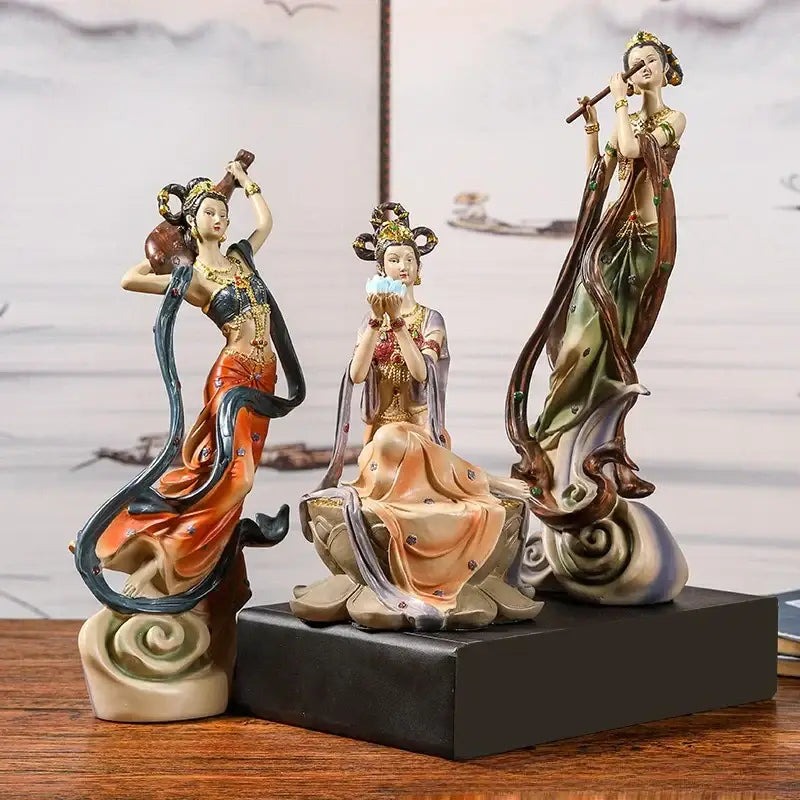 Chinese goddess fairy ceramic figurine set living room home decor