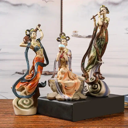 Chinese goddess fairy ceramic figurine set living room home decor