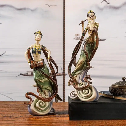 Chinese goddess fairy ceramic figurine set living room home decor