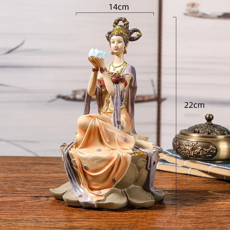 Chinese goddess fairy ceramic figurine set living room home decor