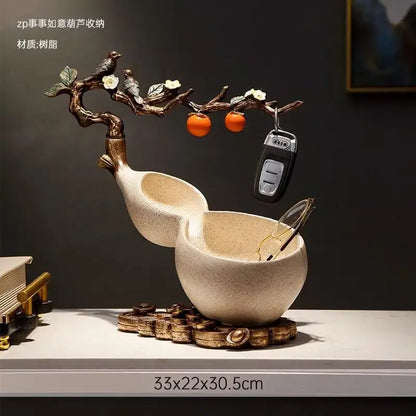 Beige ceramic gourd desktop storage decoration for living room