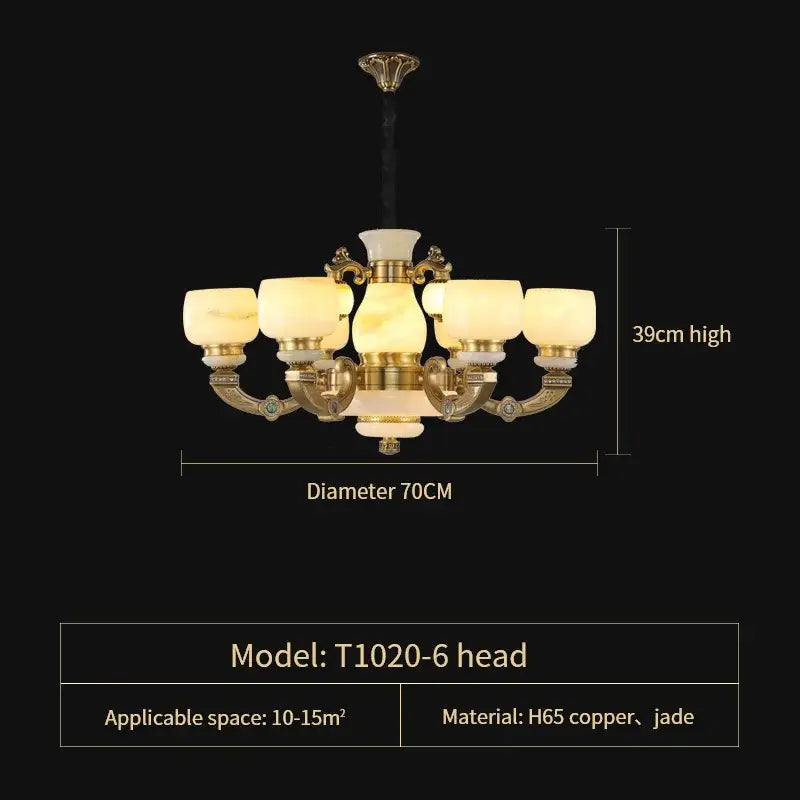 Elegant gold jade chandelier for living room warm glass lighting
