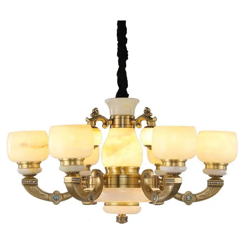 Elegant gold jade chandelier for living room warm glass lighting