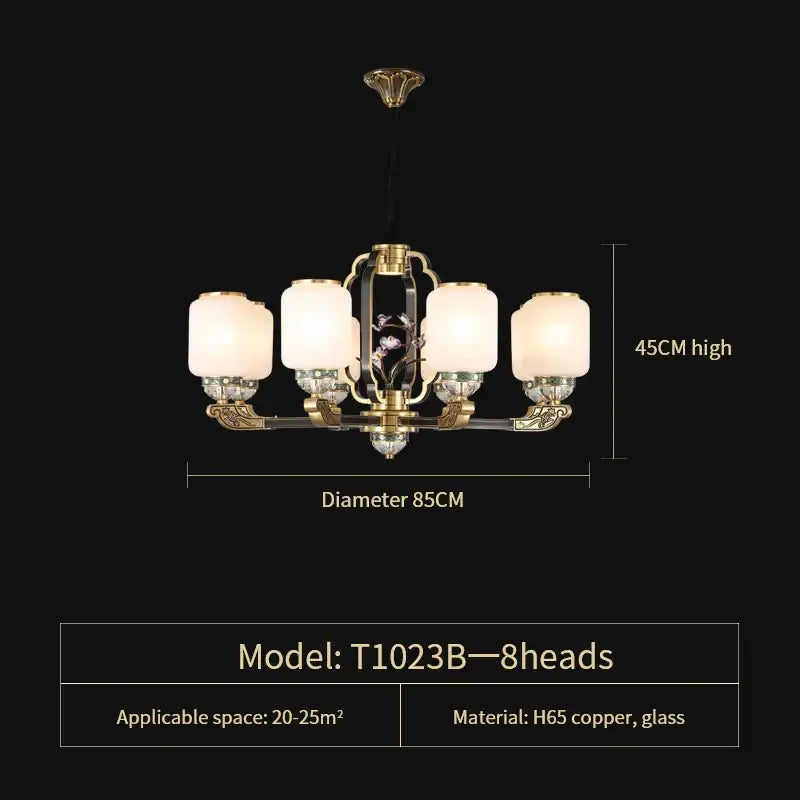 Traditional chinese brass jade chandelier living room lighting