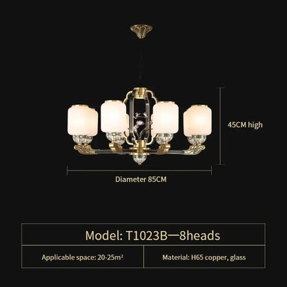 Traditional chinese brass jade chandelier living room lighting