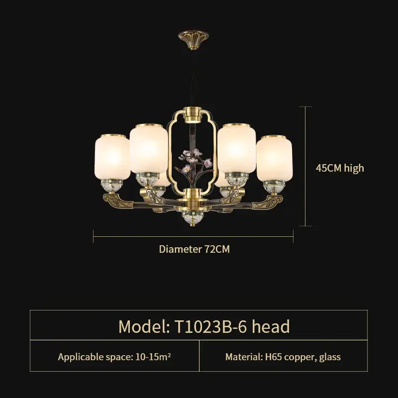 Traditional chinese brass jade chandelier living room lighting