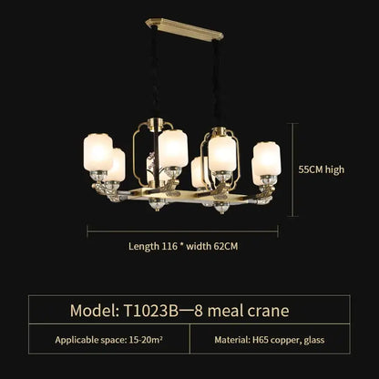 Traditional chinese brass jade chandelier living room lighting