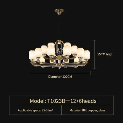 Traditional chinese brass jade chandelier living room lighting
