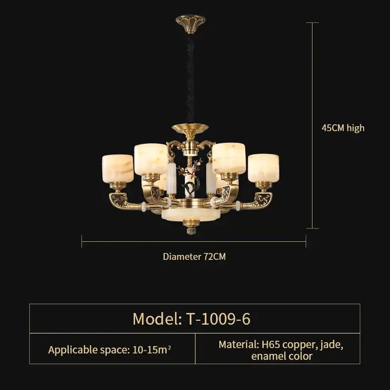 Modern gold jade chandelier living room glass cluster light