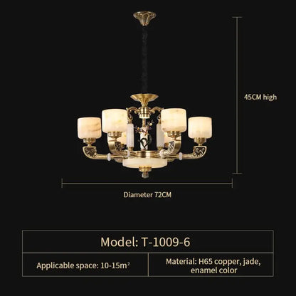 Modern gold jade chandelier living room glass cluster light