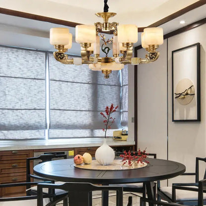 Modern gold jade chandelier living room glass cluster light