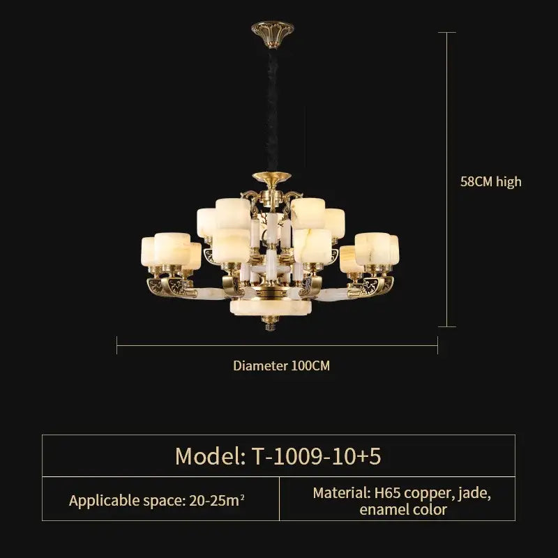 Modern gold jade chandelier living room glass cluster light