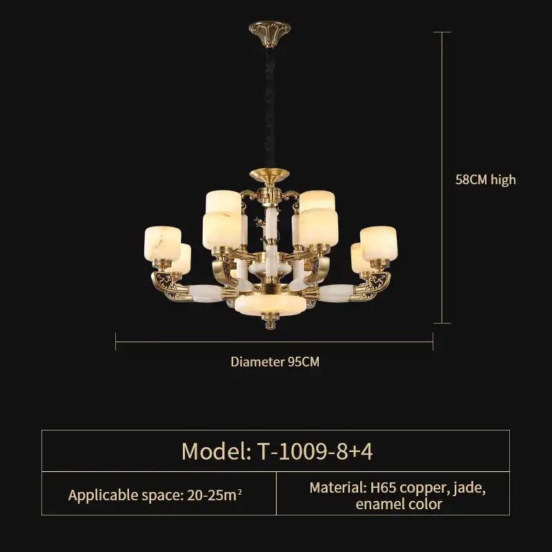 Modern gold jade chandelier living room glass cluster light