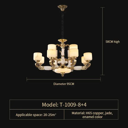 Modern gold jade chandelier living room glass cluster light