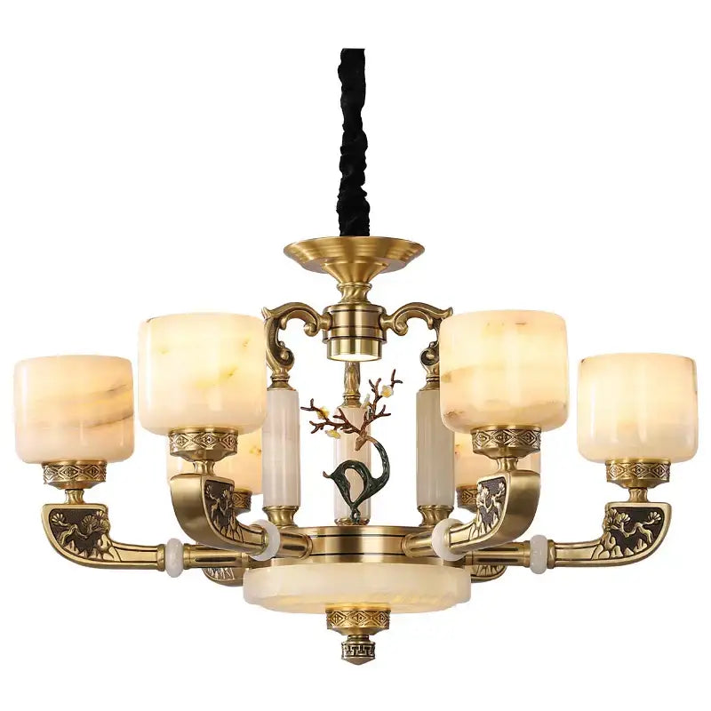 Modern gold jade chandelier living room glass cluster light