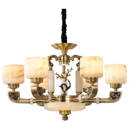 Modern gold jade chandelier living room glass cluster light