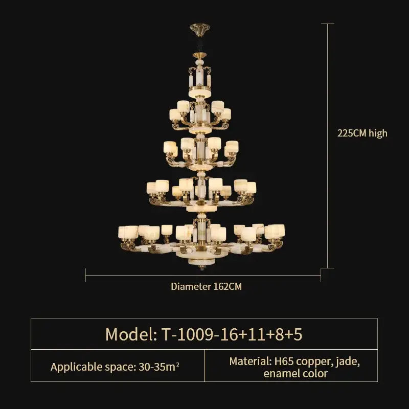 Modern gold jade chandelier living room glass cluster light