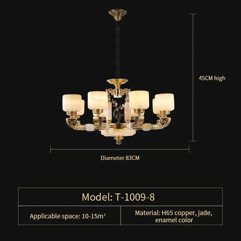 Modern gold jade chandelier living room glass cluster light
