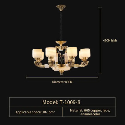 Modern gold jade chandelier living room glass cluster light