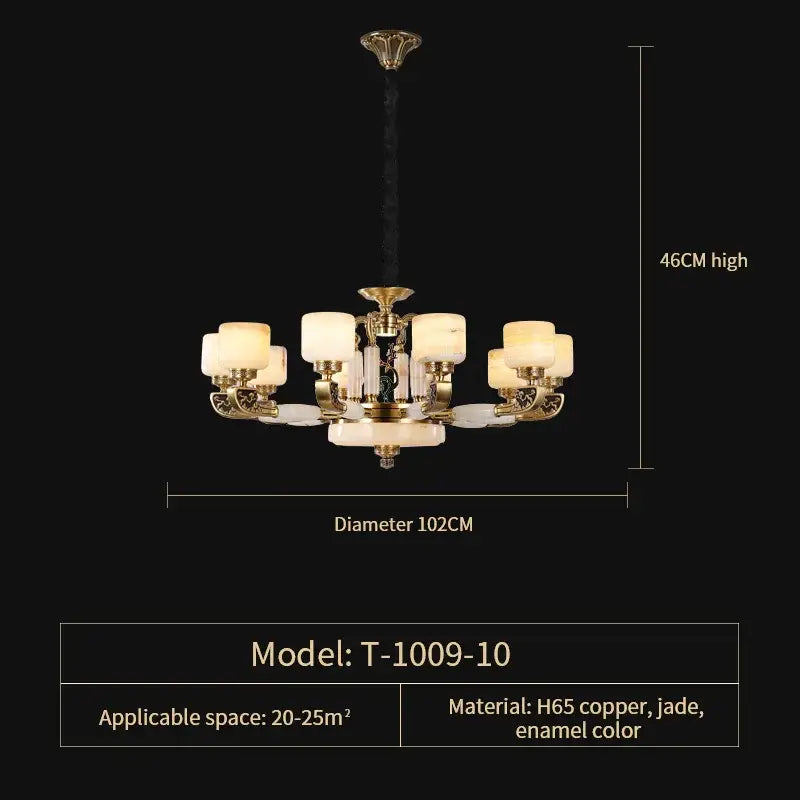 Modern gold jade chandelier living room glass cluster light