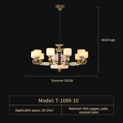 Modern gold jade chandelier living room glass cluster light