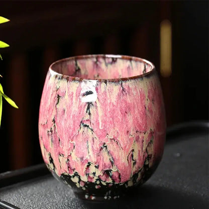 Handcrafted crackle glaze ceramic coffee cup set dining room pottery