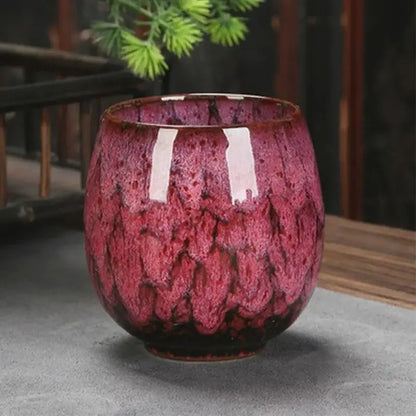 Handcrafted crackle glaze ceramic coffee cup set dining room pottery