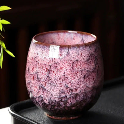 Handcrafted crackle glaze ceramic coffee cup set dining room pottery